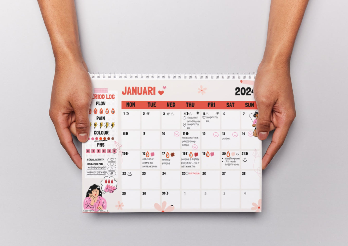Yonifyer - Printable Period Tracker & Calendar 2024-2025 (Direct Digital Download) - Yonifyer