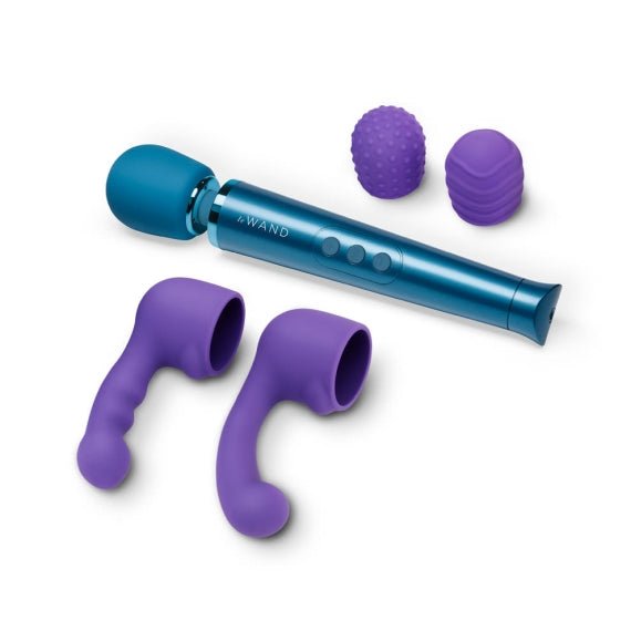 Le Wand - Le Wand Petite Massager + Attachments Bundle - Blue + Purple - Yonifyer