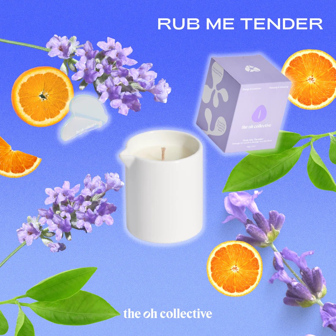 The Oh Collective - Rub Me Tender | Massagekaars & Gua Sha steen | Opwindend (Lavendel & Sinaasappel) - Yonifyer