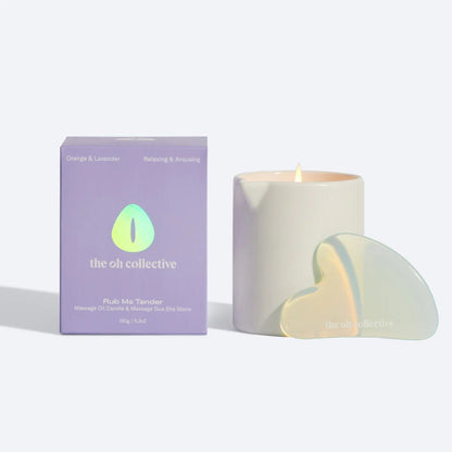 The Oh Collective - Rub Me Tender | Massagekaars & Gua Sha steen | Opwindend (Lavendel & Sinaasappel) - Yonifyer